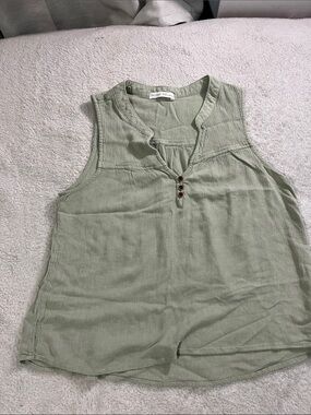 Sleeveless Henley Tank Top in Sage Green by A New Day A017